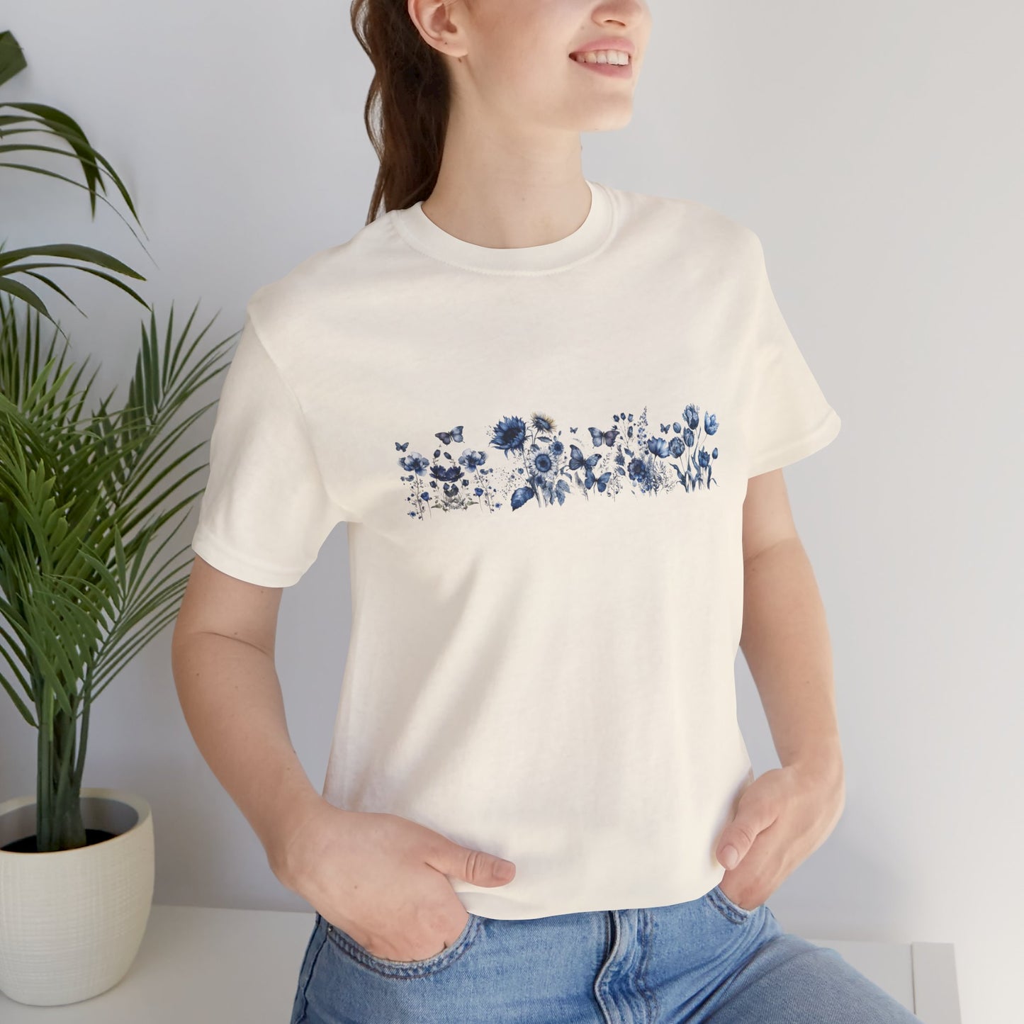 Blue Flower T-Shirt - Morning Mate Design