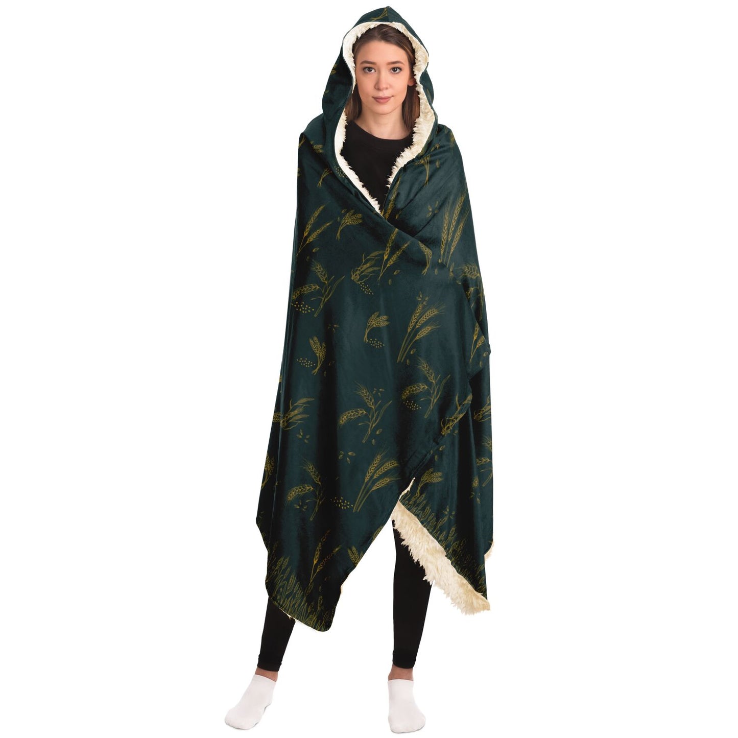Wheat Green Jungle Hooded Blanket
