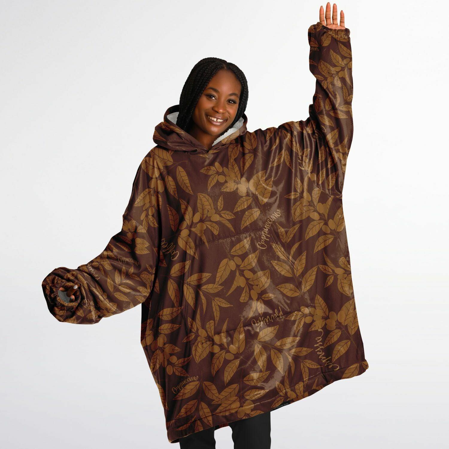 Brown Coffee Leaves Snug Hoodie - Morning Mate Design