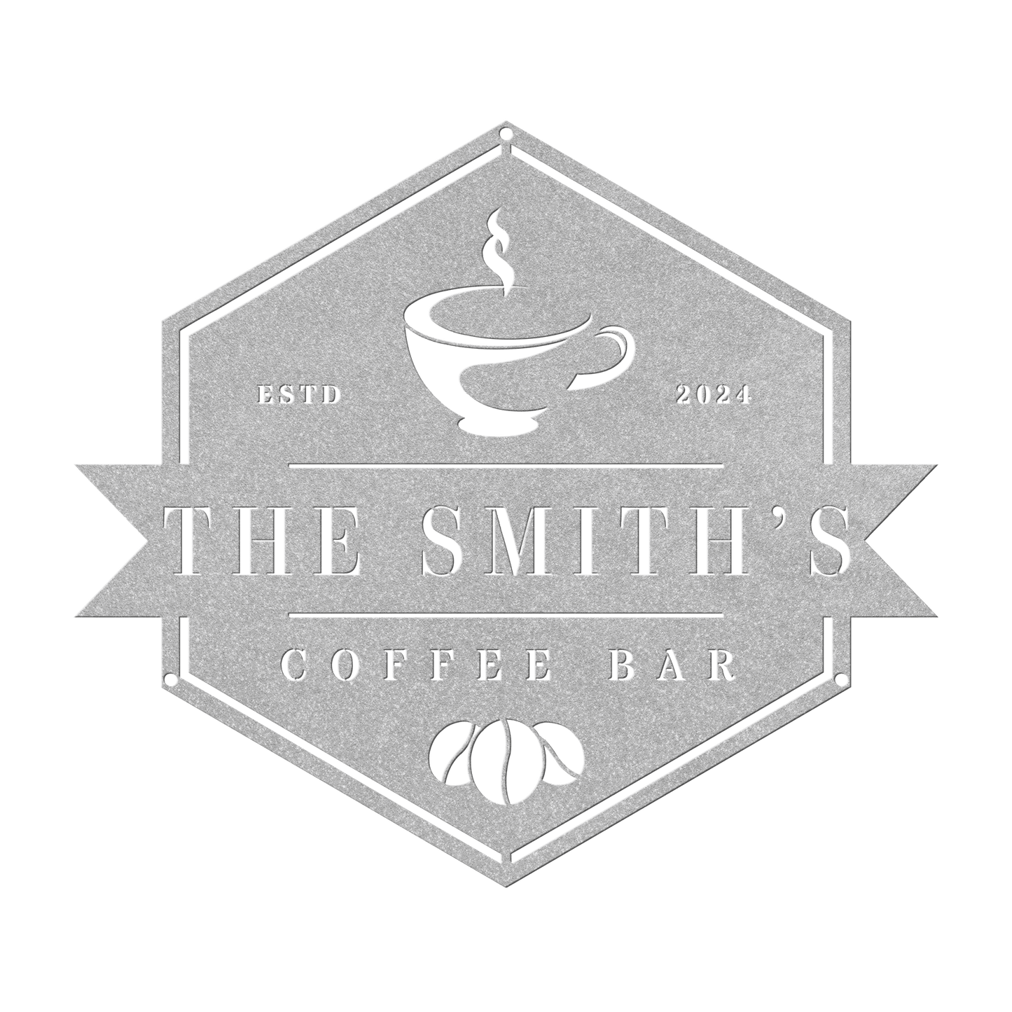 Hexagonal Coffee Metal Sign - Morning Mate Design