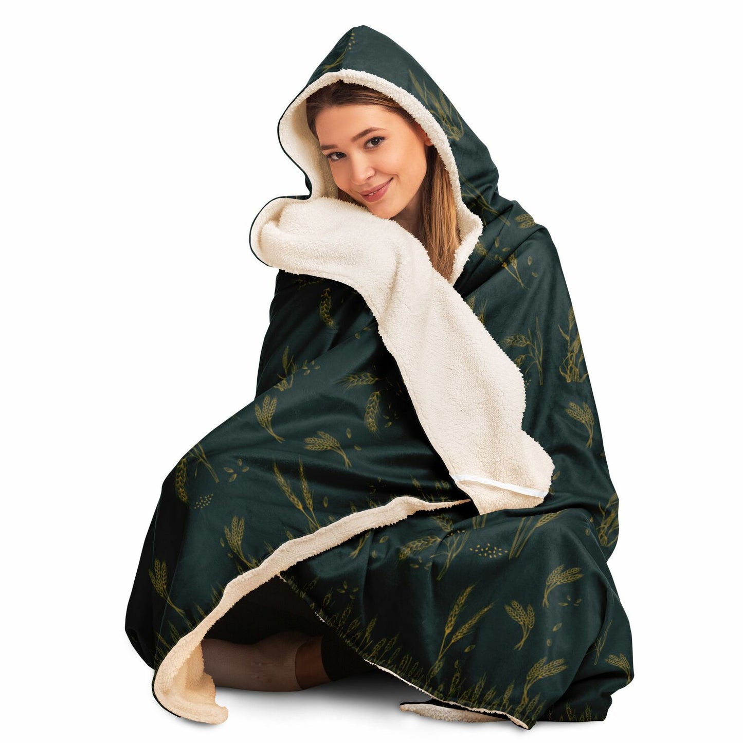 Wheat Green Jungle Hooded Blanket