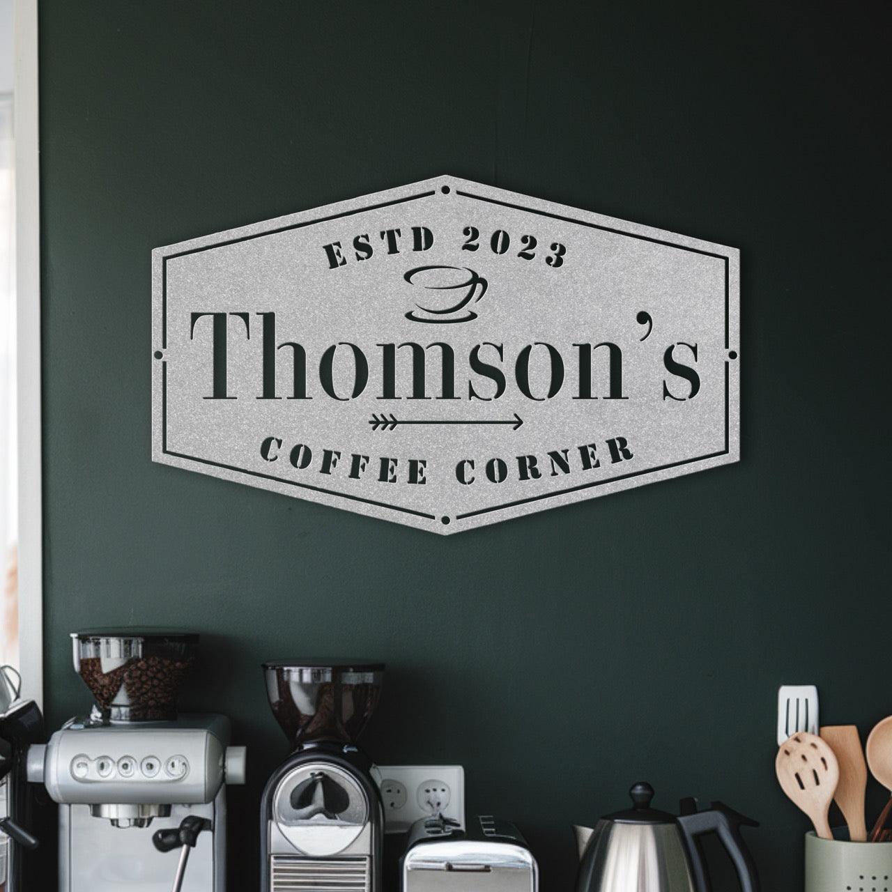 Coffee Corner Metal Sign - Morning Mate Design