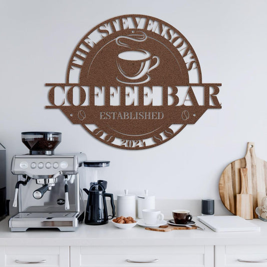 Custom Coffee Round Metal Sign - Morning Mate Design