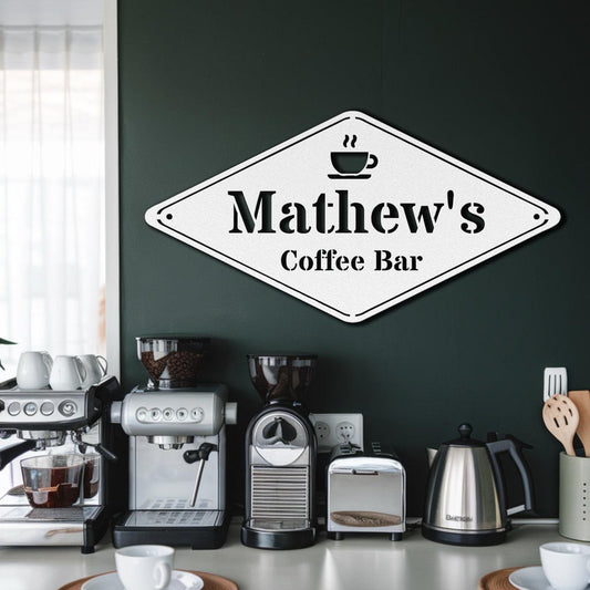 Diamond Coffee Metal Sign - Morning Mate Design