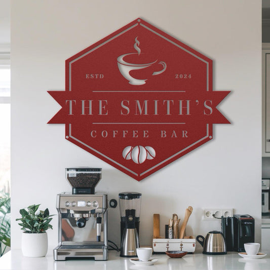 Hexagonal Coffee Metal Sign - Morning Mate Design