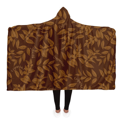 Brown Coffee Leaves Hooded Blanket