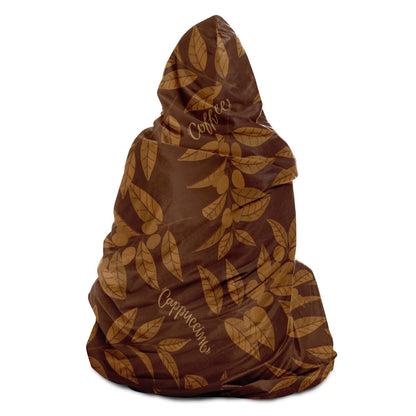 Brown Coffee Leaves Hooded Blanket