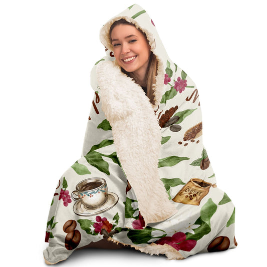 Vivid Coffee Leaves Hooded Blanket