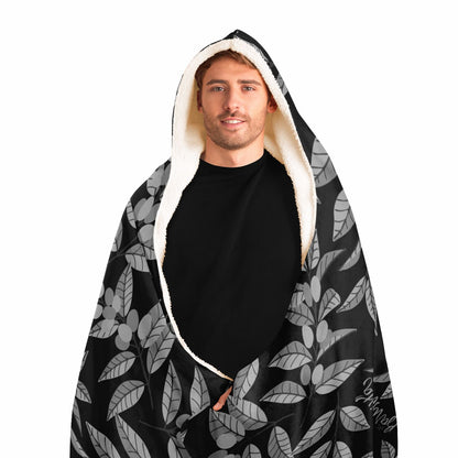 Classic Coffee Leaves Hooded Blanket