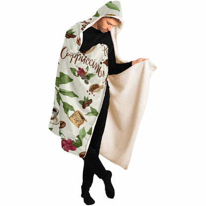 Vivid Coffee Leaves Hooded Blanket