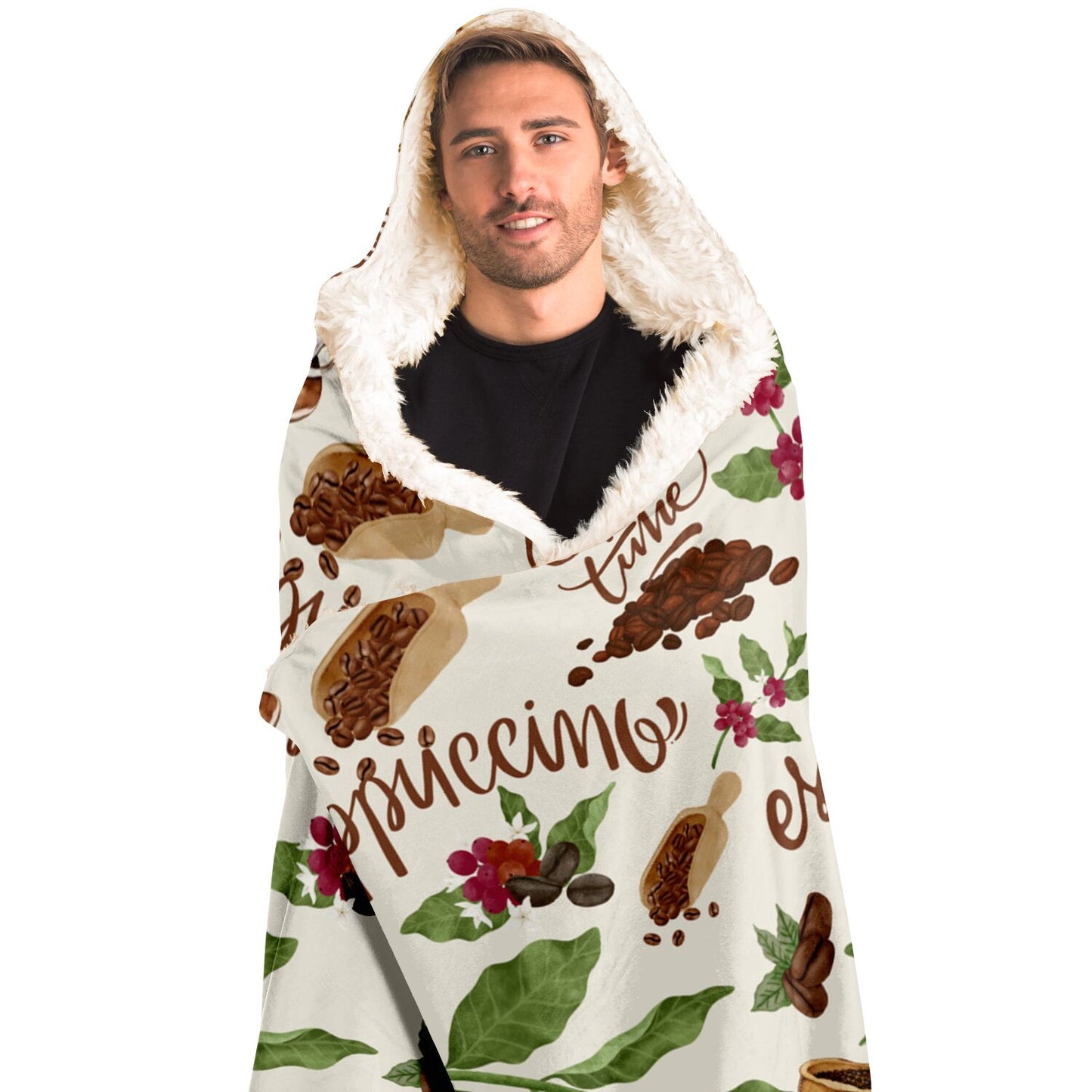 Vivid Coffee Leaves Hooded Blanket