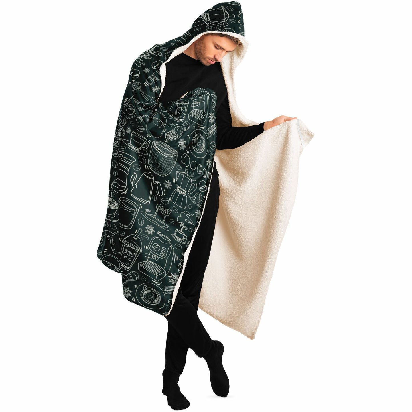 Coffee White Jungle Hooded Blanket