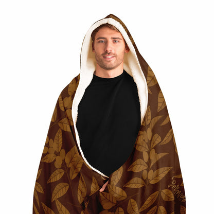 Brown Coffee Leaves Hooded Blanket