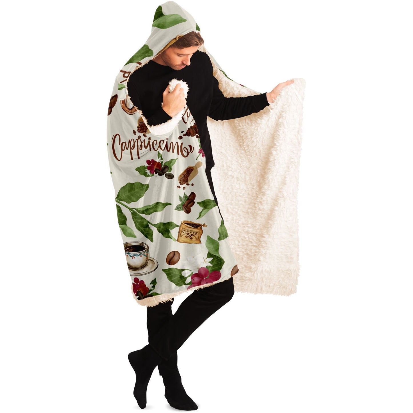 Vivid Coffee Leaves Hooded Blanket