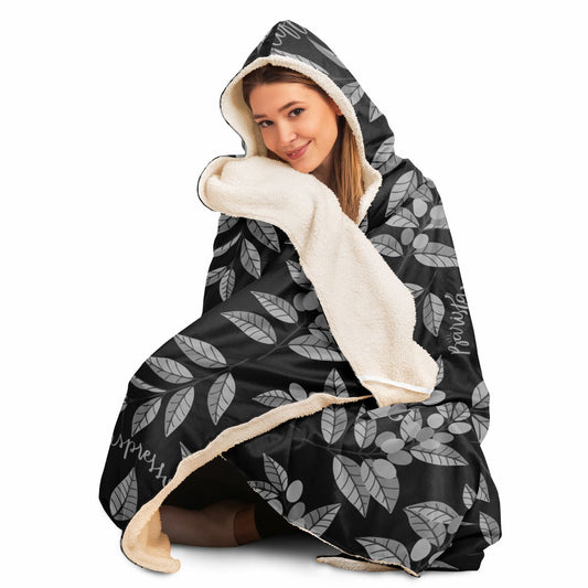 Classic Coffee Leaves Hooded Blanket