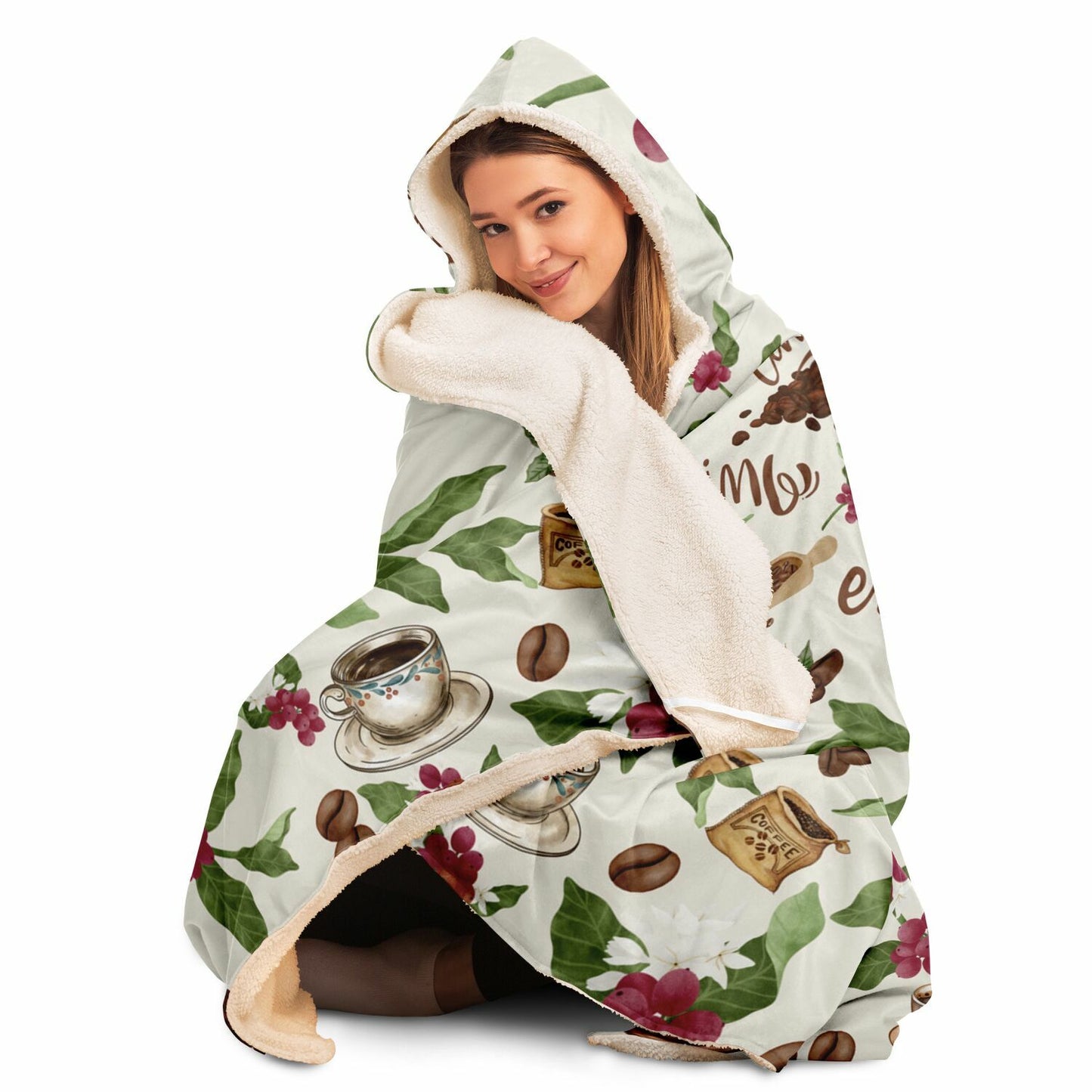 Vivid Coffee Leaves Hooded Blanket