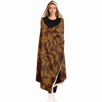 Brown Coffee Leaves Hooded Blanket