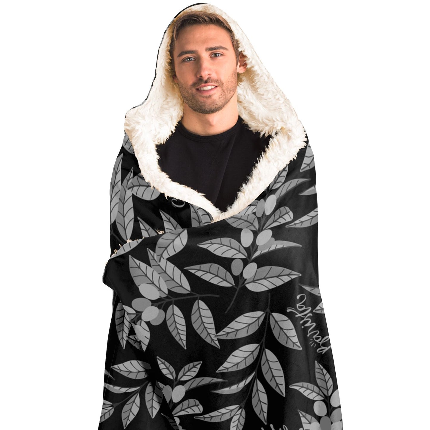 Classic Coffee Leaves Hooded Blanket