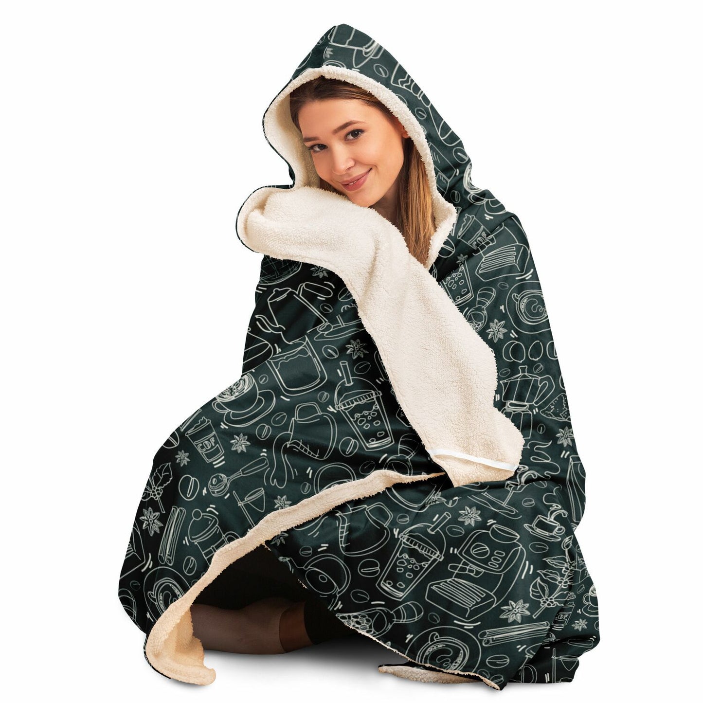 Coffee White Jungle Hooded Blanket