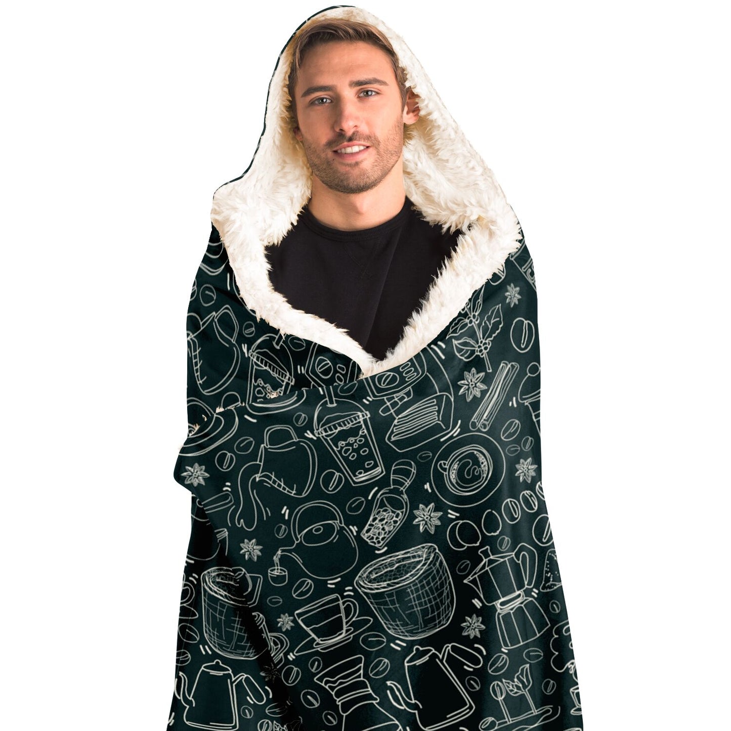 Coffee White Jungle Hooded Blanket