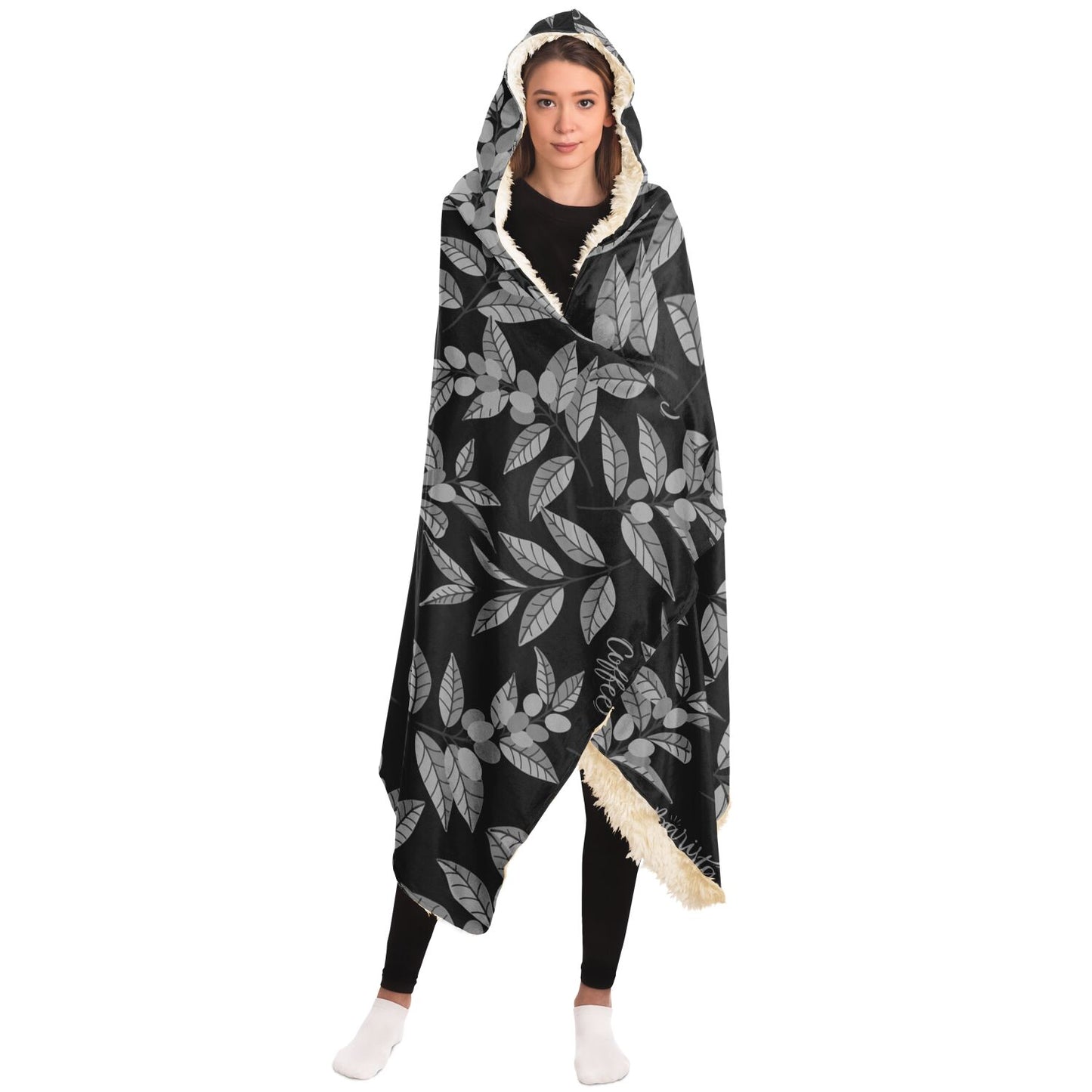 Classic Coffee Leaves Hooded Blanket