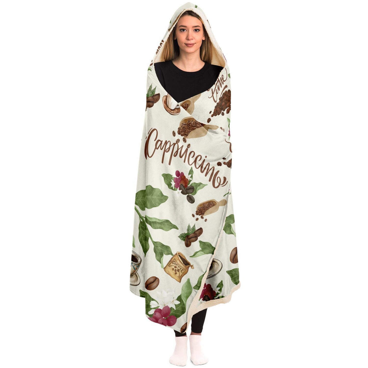 Vivid Coffee Leaves Hooded Blanket