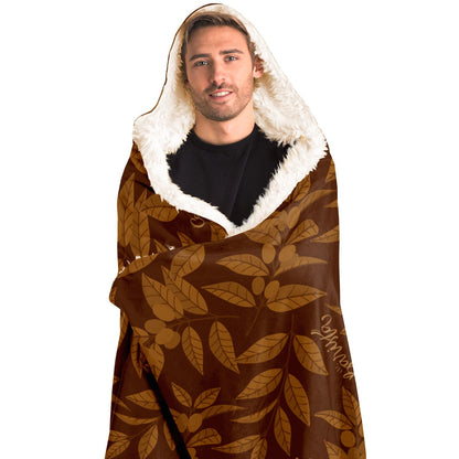 Brown Coffee Leaves Hooded Blanket