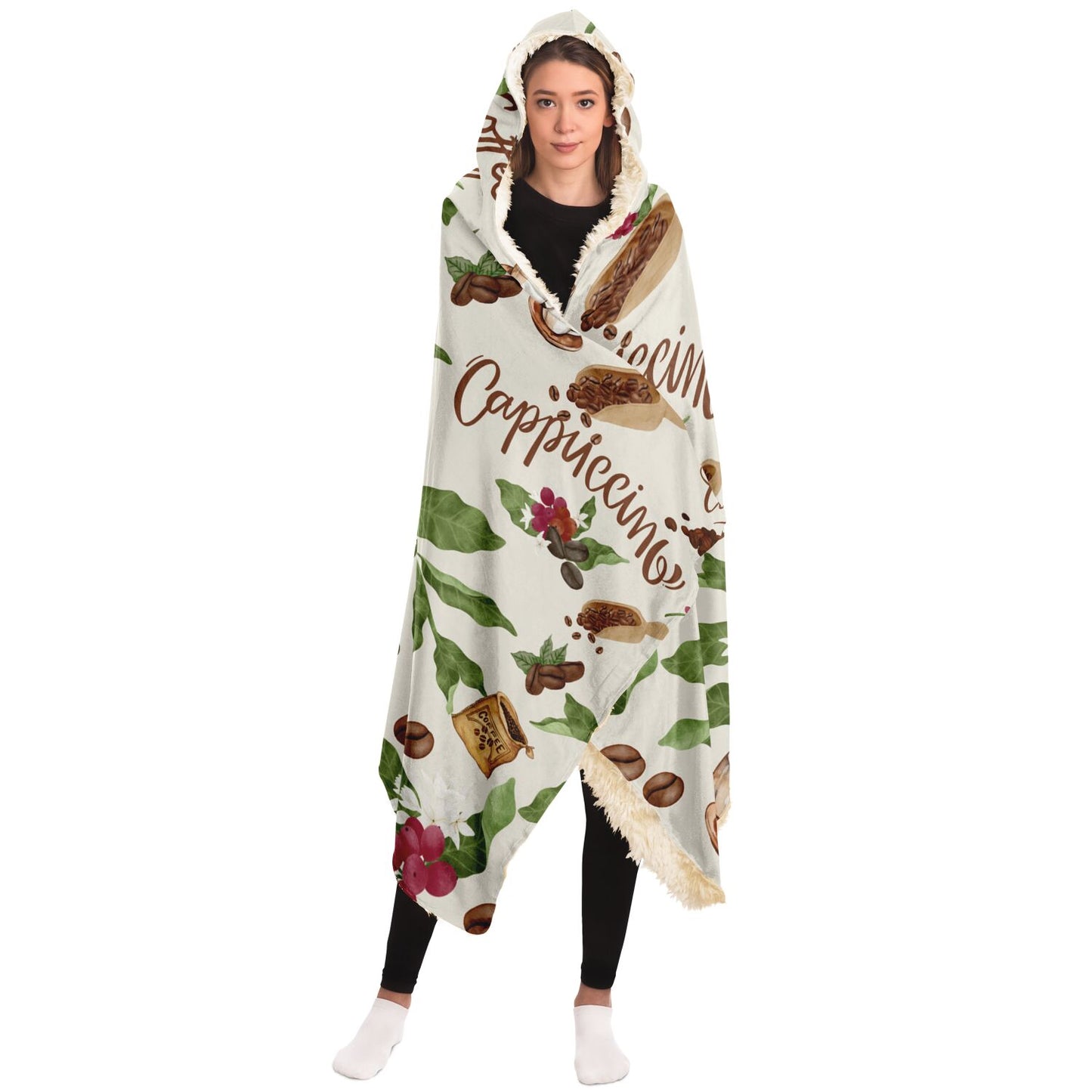 Vivid Coffee Leaves Hooded Blanket