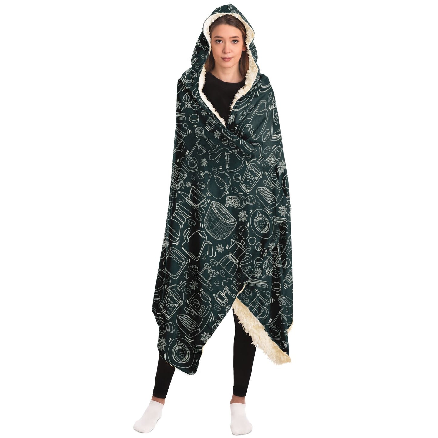 Coffee White Jungle Hooded Blanket